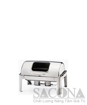 Full Size Chafing Dish With Visible Lid/Nồi Hâm Thức Ăn Sacona Hình Chữ Nhật Nắp Kiếng