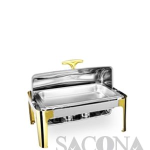 Full Size Chafing Dish With Gold Leg/ Nồi Hâm Thức Ăn Sacona Hình Chữ Nhật Chân Vàng