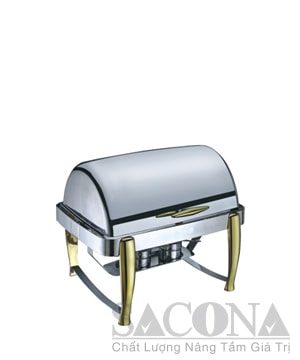 Roll Top Chafing Dish With Gold Leg/ Nồi Hâm Thức Ăn Sacona Hình Chữ Nhật Chân Vàng