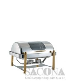 Nồi Hâm Thức Ăn Sacona Hình Chữ Nhật Nắp Kiếng Chân Vàng