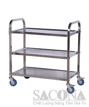 3-Storey Stainless Steel Trolley Square Tube / Xe Đẩy Inox 3 Tầng Ống Vuông