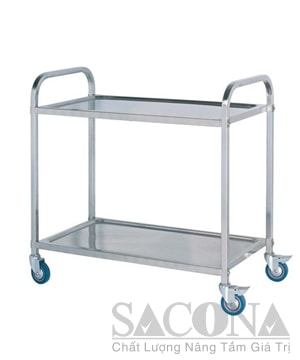 Stainless Steel Trolley 2 Floor Square Tube / Xe Đẩy Inox 2 Tầng Ống Vuông